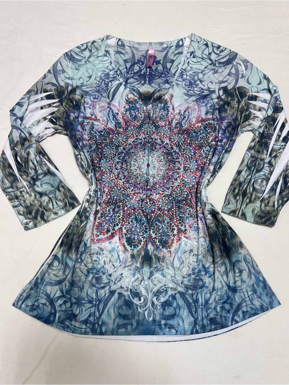 Kiara Blue and Teal Mandala Tunic Top